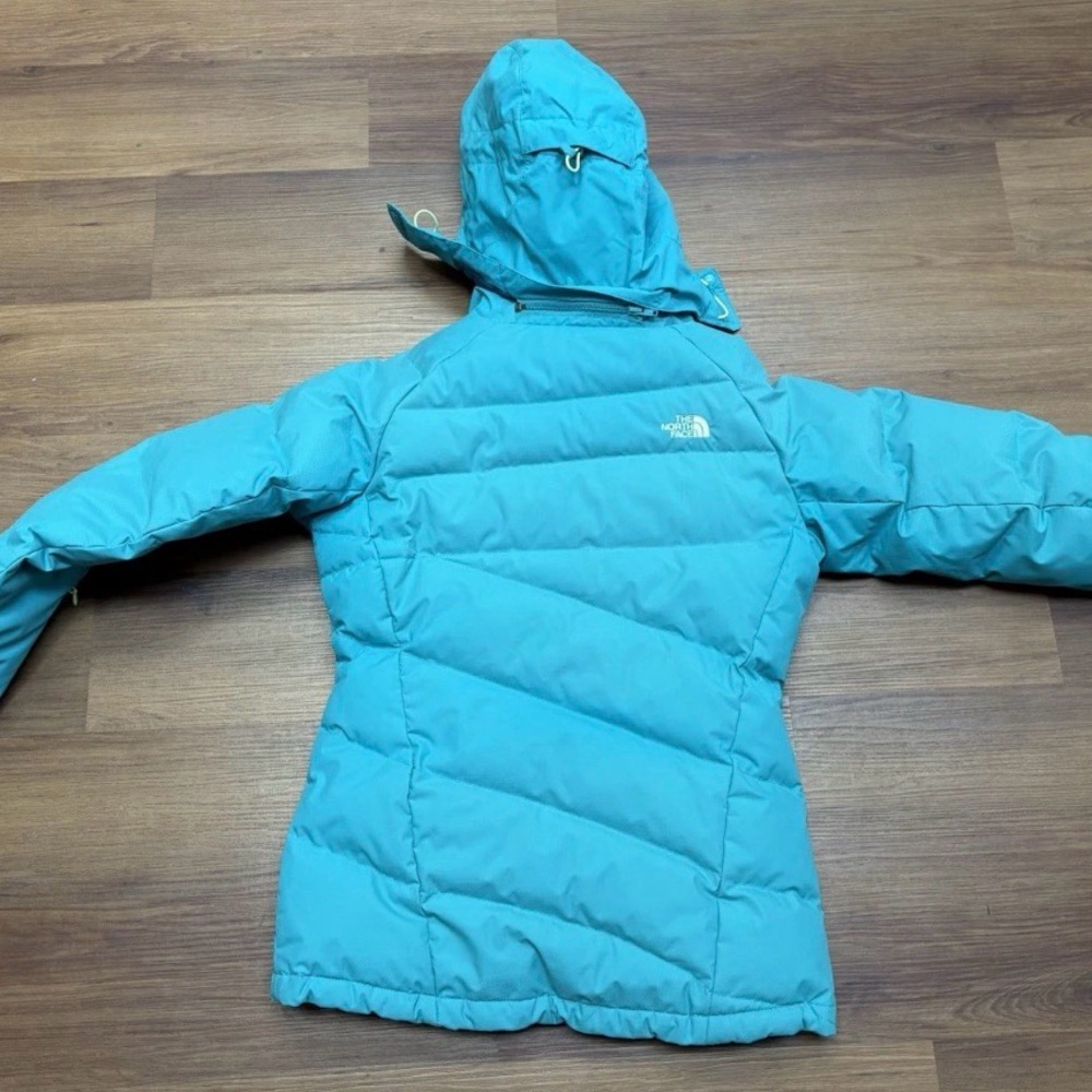 The North Face Blue Zip-Up Down Hooded Small Puffer Jacket - Picture 2 of 10